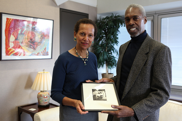 Joseph Holston and Ambassador Betty E. King. U.S. Mission Photo: Eric Bridiers
